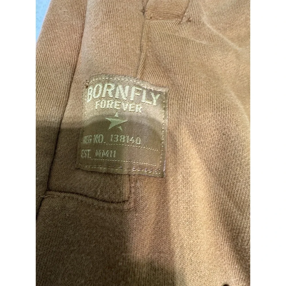 Born Fly Men's Mustard Yellow Sweatpants Size Large Cargo Pants Embroidered  Y2K